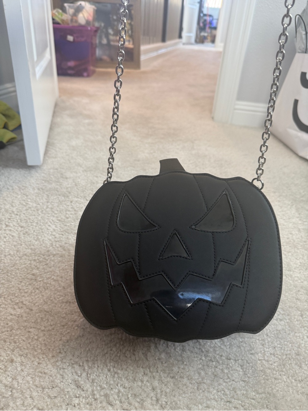 STAY GRINNING JACK O LANTERN BAG Black Pumpkin Halloween - Picture 8 of 13